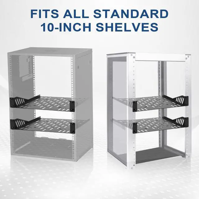 Alt view image 4 of 7 - 1 Pcs 10 inch 1U Server Rack Shelf, Heavy Duty Vented Mount with 7.87" Depth, Enhanced Airflow for Network Equipment & Computer Racks