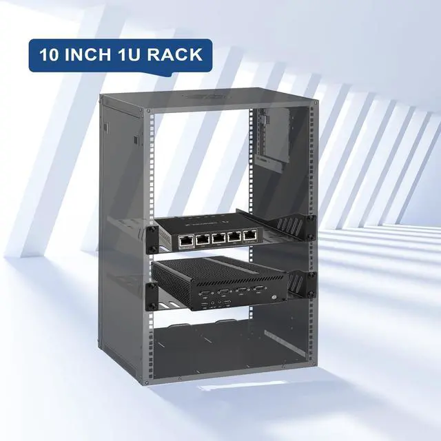 Alt view image 7 of 7 - 1 Pcs 10 inch 1U Server Rack Shelf, Heavy Duty Vented Mount with 7.87" Depth, Enhanced Airflow for Network Equipment & Computer Racks