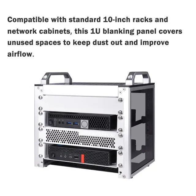 Alt view image 3 of 4 - 1U Blank Panel Rack Mount for 10 Inch Server Rack/Network Cabinet/DeskPi RackMate T1/T0/T2/T0 Plus/T1 Plus/TL1 (White)