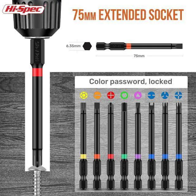 Alt view image 5 of 7 - 68pc Long Extended Screw Driver Bits and Mini Ratchet Wrench Handle Set. DIY Accessories Kit of 25 and 75mm Hex Shank Screwdriving Bits for Drill Drivers