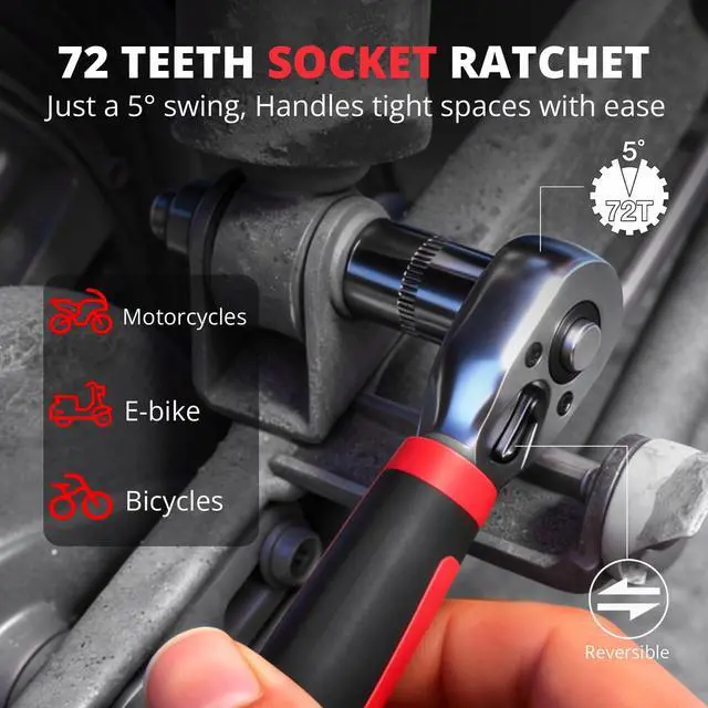 Alt view image 4 of 7 - 48Pcs 1/4" Mini Ratchet Socket Wrench and Screwdriver Set & Bits