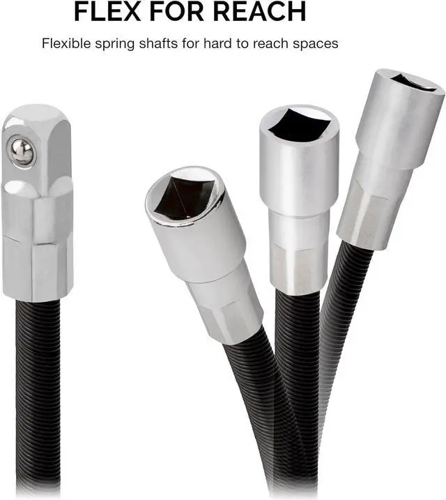 Alt view image 2 of 4 - 00239A Flexible Extension-Bar Set, 1/4-Inch and 3/8-Inch Drives, Flexible Socket Extension Bars, 2-Piece Set