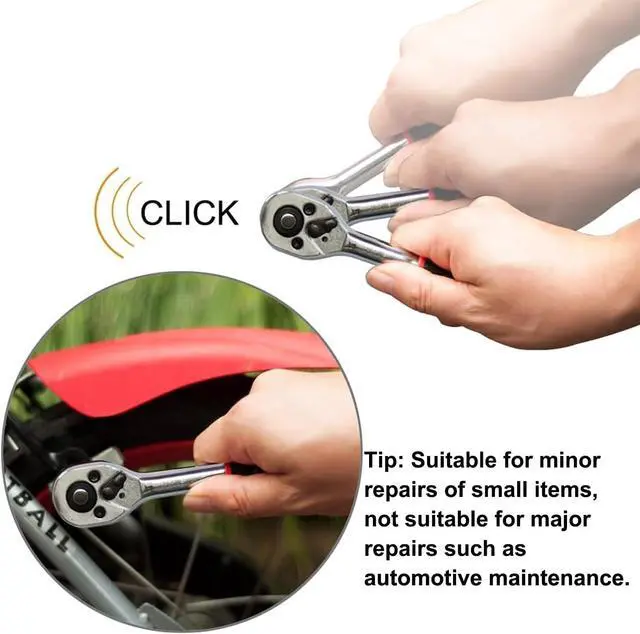 Alt view image 7 of 7 - 28pcs 1/4 Inch Ratchet Socket Wrench Set, Drive Socket Set with 12 Sockets and 14 Bit Socket Set, with Extension Bars