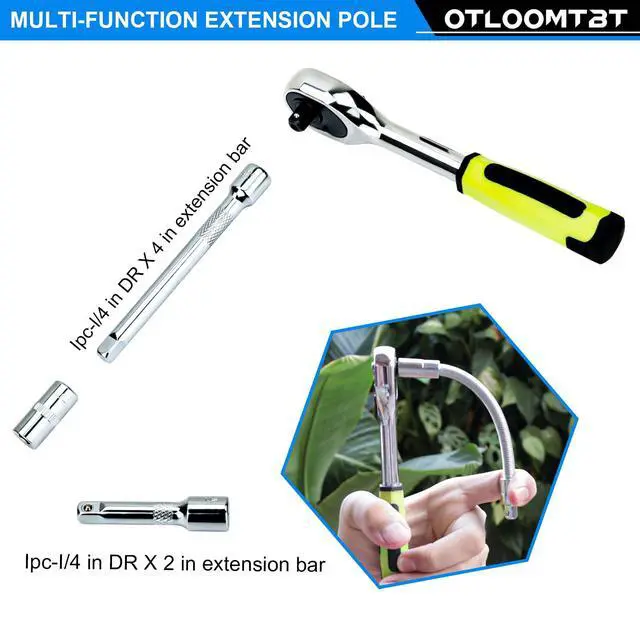Alt view image 7 of 7 - 46PCS 1/4" Drive Socket Set, Ratchet Wrench Tool Kit