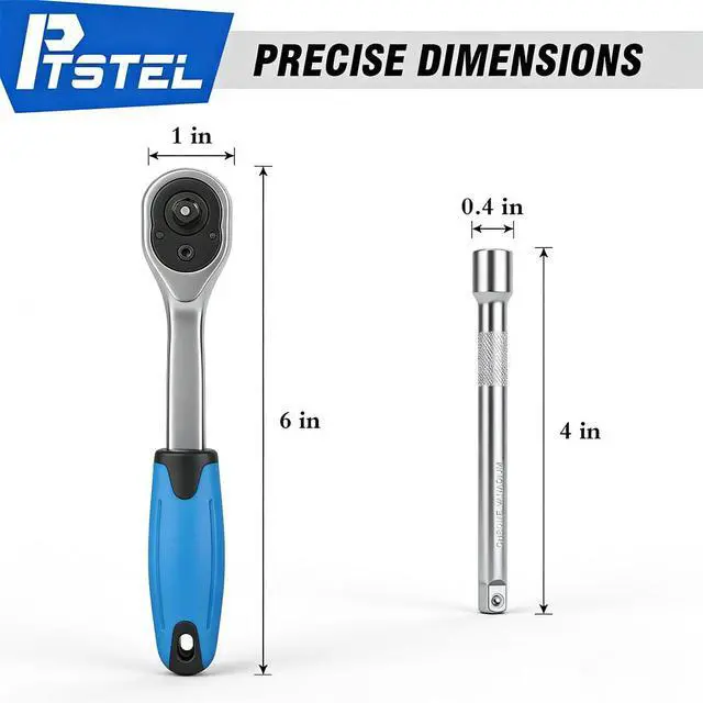 Alt view image 3 of 7 - 14 Pieces Socket Wrench Kit, 1/4 Drive Socket Set with 72 Teeth Release Ratchet Wrench and Extension Bar, CR-V Sockets