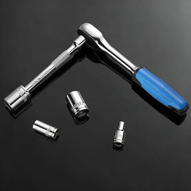 Alt view image 7 of 7 - 14 Pieces Socket Wrench Kit, 1/4 Drive Socket Set with 72 Teeth Release Ratchet Wrench and Extension Bar, CR-V Sockets