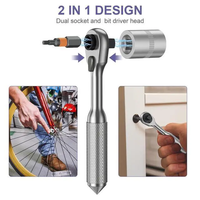 Alt view image 2 of 7 - 1/4" Drive Socket Set, 42 in 1 Ratchet Wrench Set with 30PCS Screwdriver, 9PCS Socket, Mechanics Tool Set with 72 Tooth Reversible Ratchet, Hand Repair Tool Kits for Auto Repairing, Household