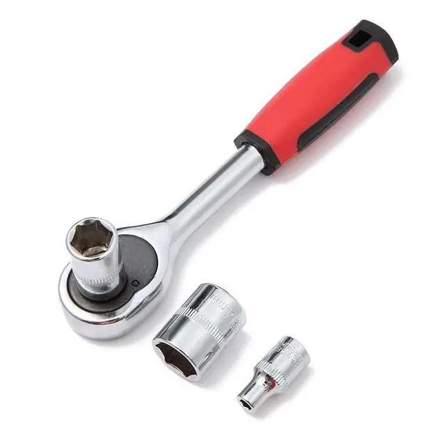 Alt view image 6 of 7 - 46 Pieces 1/4 in. Drive Ratchet Socket Wrench Set with Quick-Release Ratchet,Includes Metric Bit Sockets and Extension Bar for Car Repair and Home Maintenance