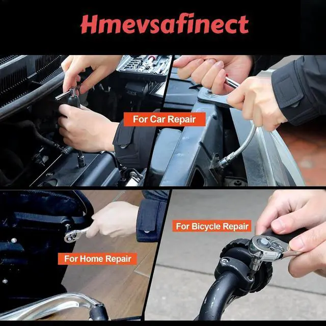 Alt view image 5 of 7 - 1/4 Inch Drive Socket Ratchet Wrench Set, 45 Pieces Socket Set with Bit Socket Set Metric and Extension Bar for Car Bicycle Motorcycle Repair and Home Use with Storage Case (Black)