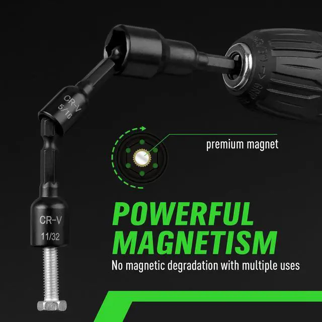 Alt view image 2 of 7 - 20-Piece Magnetic Nut Driver Set, Metric & SAE 1/4" Hex Shank, Drill Socket Set, Impact Driver Bit Set, Magnetic Bit Holder with Aluminum Alloy Snap Clip, Quick Change Tool
