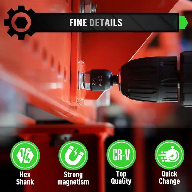 Alt view image 5 of 7 - 20-Piece Magnetic Nut Driver Set, Metric & SAE 1/4" Hex Shank, Drill Socket Set, Impact Driver Bit Set, Magnetic Bit Holder with Aluminum Alloy Snap Clip, Quick Change Tool