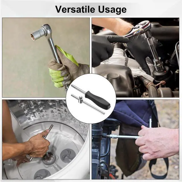 Alt view image 7 of 7 - 1/4" Drive Spinner Handle Chrome Vanadium Steel Drive Socket Set with 1/4" Drive Sliding T-handle Breaker Bar Extension Bar for Ratchet Driver and Car Repair 2-Pieces Set