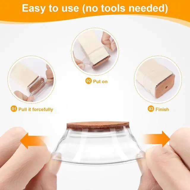 Alt view image 5 of 6 - 24 Pack Rectangle Chair Leg Floor Protectors for Hardwood Floors, Silicone Felt Covers Pads Caps, Protect Wood Furniture Feet Floors Noise Reduce and Scratch (Rectangle Small)