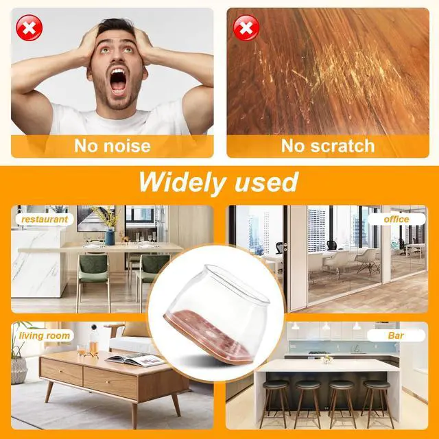Alt view image 6 of 6 - 24 Pack Rectangle Chair Leg Floor Protectors for Hardwood Floors, Silicone Felt Covers Pads Caps, Protect Wood Furniture Feet Floors Noise Reduce and Scratch (Rectangle Small)