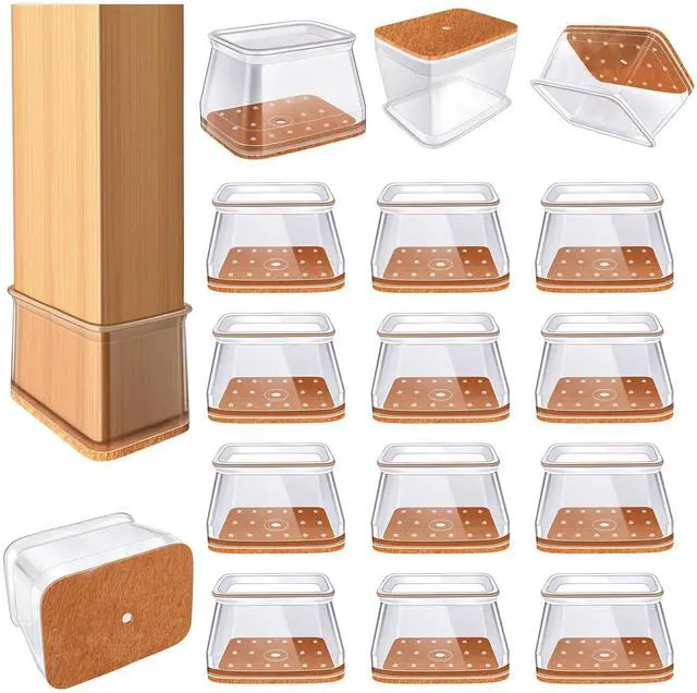 Main image of 24 Pcs Chair Leg Floor Protectors for Hardwood Floors Rectangle