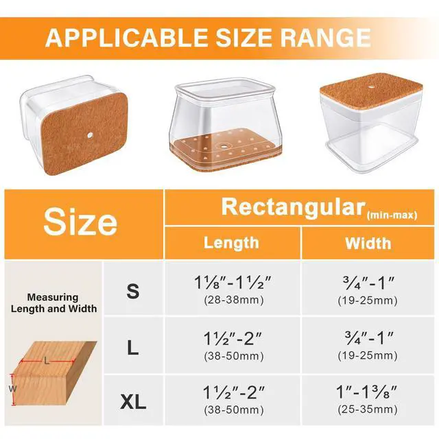 Alt view image 5 of 6 - 24 Pcs Chair Leg Floor Protectors for Hardwood Floors Rectangle