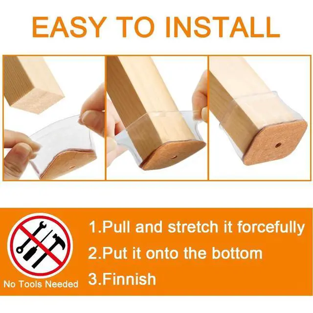 Alt view image 6 of 6 - 24 Pcs Chair Leg Floor Protectors for Hardwood Floors Rectangle