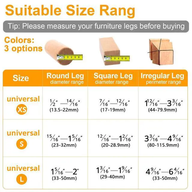 Alt view image 2 of 6 - 36 Pack Chair Leg Floor Protectors for Hardwood Floors, Silicone Felt Covers Pads Caps, Protect Wood Furniture Feet Floors Noise Reduce and Scratch (Universal Large)