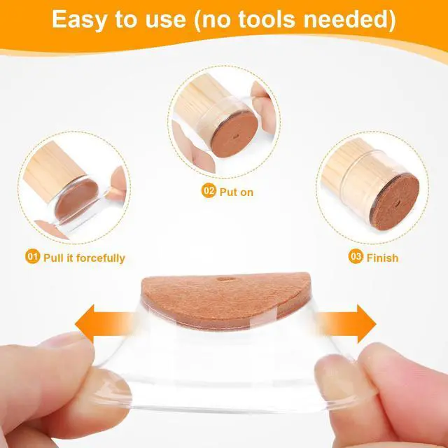 Alt view image 5 of 6 - 36 Pack Chair Leg Floor Protectors for Hardwood Floors, Silicone Felt Covers Pads Caps, Protect Wood Furniture Feet Floors Noise Reduce and Scratch (Universal Small)