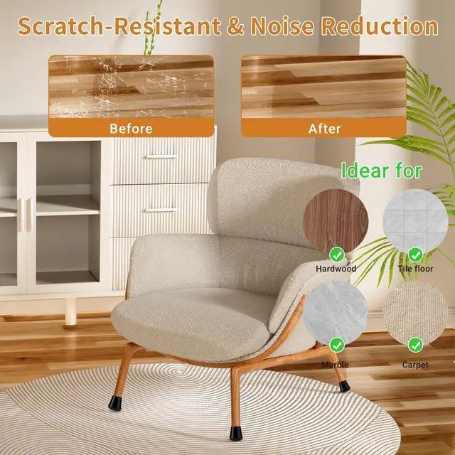 Alt view image 3 of 7 - 24 PCS Silicone Chair Leg Floor Protectors Medium Fit (1"-1.2") Rubber Felt Furniture Pads Chair Legs Caps/Covers for Hardwood Floors, Tile from Scratches & Reduce Noise - Round, Black