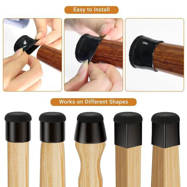 Alt view image 5 of 7 - 24 PCS Silicone Chair Leg Floor Protectors Medium Fit (1"-1.2") Rubber Felt Furniture Pads Chair Legs Caps/Covers for Hardwood Floors, Tile from Scratches & Reduce Noise - Round, Black
