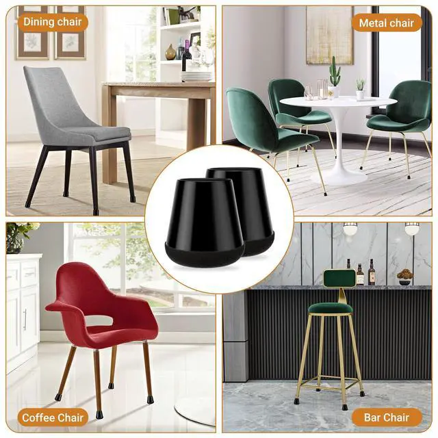 Alt view image 6 of 7 - 24 PCS Silicone Chair Leg Floor Protectors Medium Fit (1"-1.2") Rubber Felt Furniture Pads Chair Legs Caps/Covers for Hardwood Floors, Tile from Scratches & Reduce Noise - Round, Black