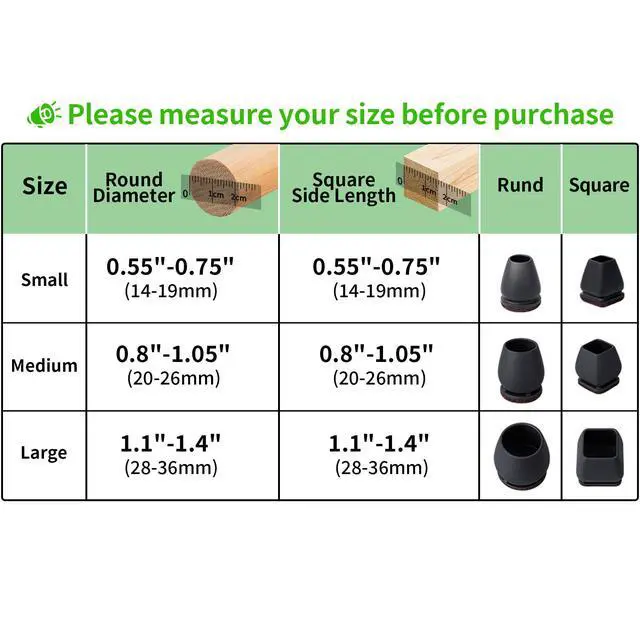 Alt view image 4 of 7 - 16PCS Round Silicone Chair Leg Floor Protectors for Hardwood Floors, Felt Furniture Pads Covers Table Chair Leg Caps, Large Chair Sliders for Wood Floors, Anti-Scratches & Noise(Black, Fit:1.1"-1.4")