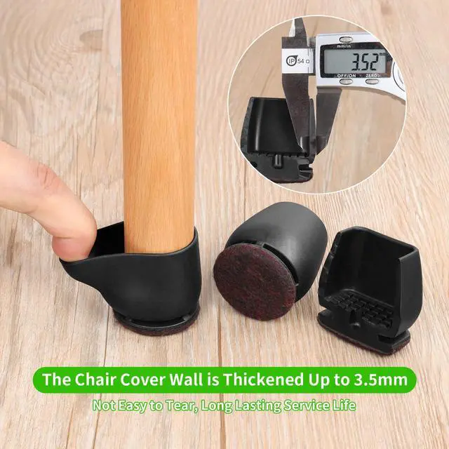 Alt view image 5 of 7 - 16PCS Round Silicone Chair Leg Floor Protectors for Hardwood Floors, Felt Furniture Pads Covers Table Chair Leg Caps, Large Chair Sliders for Wood Floors, Anti-Scratches & Noise(Black, Fit:1.1"-1.4")