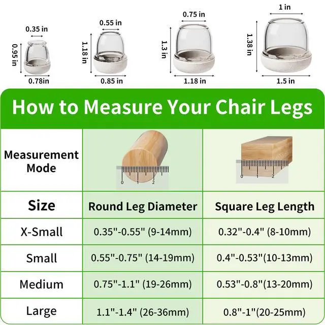 Alt view image 2 of 7 - 24 Pcs Silicone Chair Leg Floor Protectors for Hardwood Floors, Felt Furniture Pads Rubber Chair Leg Caps, Bar Stool Leg Floor Protectors, Anti-Scratch & Reduce Noise, Round(Clear, Fit: 0.75"-1.1")
