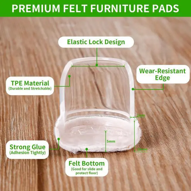 Alt view image 6 of 7 - 24 Pcs Silicone Chair Leg Floor Protectors for Hardwood Floors, Felt Furniture Pads Rubber Chair Leg Caps, Bar Stool Leg Floor Protectors, Anti-Scratch & Reduce Noise, Round(Clear, Fit: 0.75"-1.1")