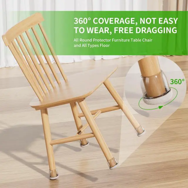 Alt view image 4 of 7 - 24 Pcs Silicone Chair Leg Floor Protectors for Hardwood Floors, Felt Furniture Pads Rubber Chair Leg Caps, Bar Stool Leg Floor Protectors, Anti-Scratch & Reduce Noise, Round(Clear, Fit: 0.75"-1.1")