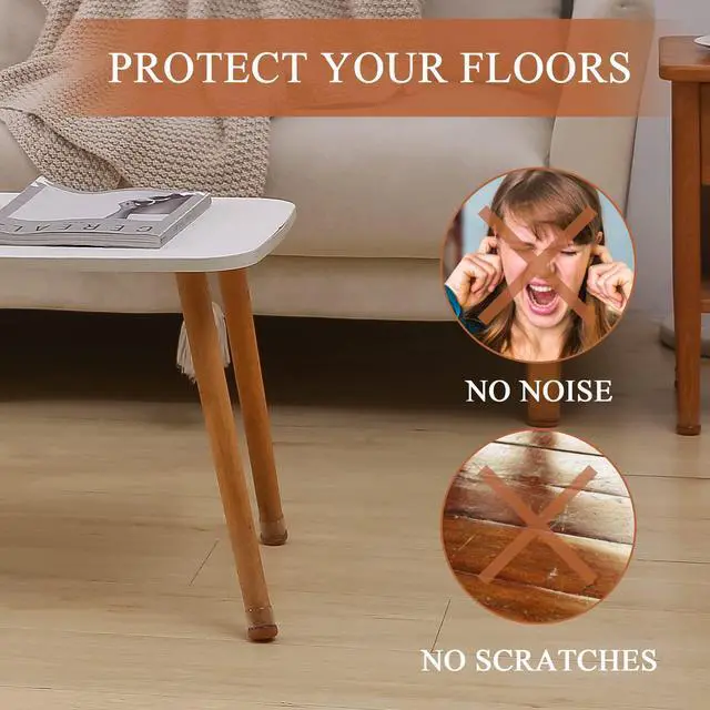 Alt view image 3 of 7 - Chair Leg Floor Protectors 1 inch, Silicone Chair Leg Caps Felt Furniture Pads for Hardwood Floors, Clear Floor Protectors for Chair Legs