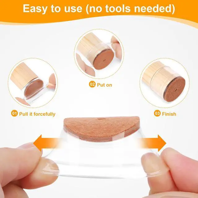 Alt view image 5 of 6 - 36 Pack Chair Leg Floor Protectors for Hardwood Floors, Silicone Felt Covers Pads Caps, Protect Wood Furniture Feet Floors Noise Reduce and Scratch (Universal Large)