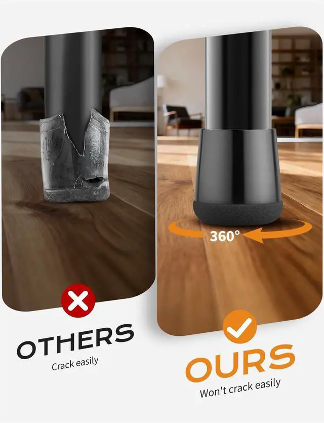 Alt view image 3 of 7 - 24 PCS Silicone & Felt Chair Leg Floor Protectors - Scratch Proof & Noise Reducing Furniture Caps for Hardwood Floors - Round XS Fits 9/16" to 12/16" (1519mm), Black