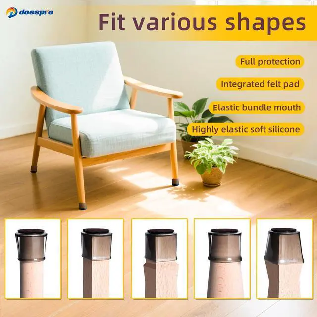 Alt view image 3 of 7 - 16 Pcs Black Small Silicone Chair Leg Floor Protectors for Hardwood Floors