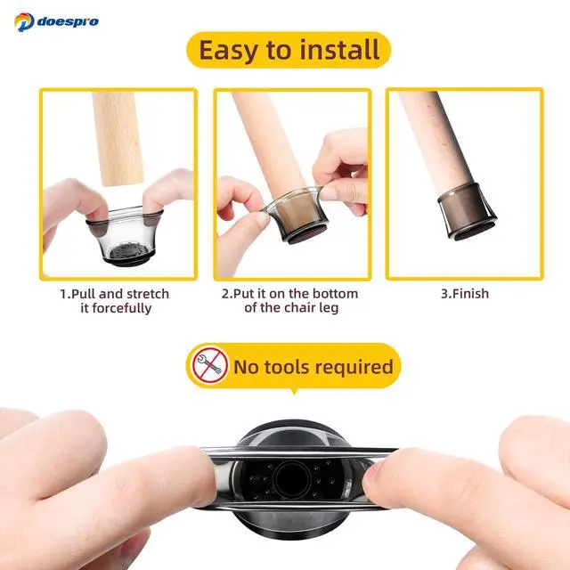 Alt view image 4 of 7 - 16 Pcs Black Small Silicone Chair Leg Floor Protectors for Hardwood Floors