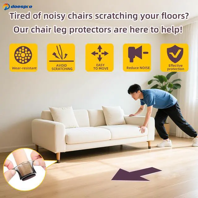 Alt view image 6 of 7 - 16 Pcs Black Small Silicone Chair Leg Floor Protectors for Hardwood Floors