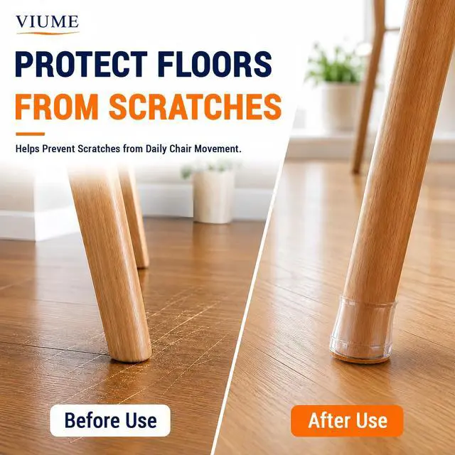 Alt view image 2 of 7 - 24 Pcs Chair Leg Floor Protectors for Hardwood Floors Silicone Covers Felt Pads Furniture Leg Caps Anti-Scratch Reduce Noise Fit (1-5/16" to 2")