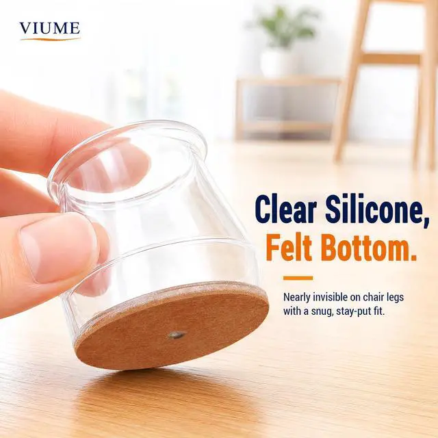 Alt view image 6 of 7 - 24 Pcs Chair Leg Floor Protectors for Hardwood Floors Silicone Covers Felt Pads Furniture Leg Caps Anti-Scratch Reduce Noise Fit (1-5/16" to 2")