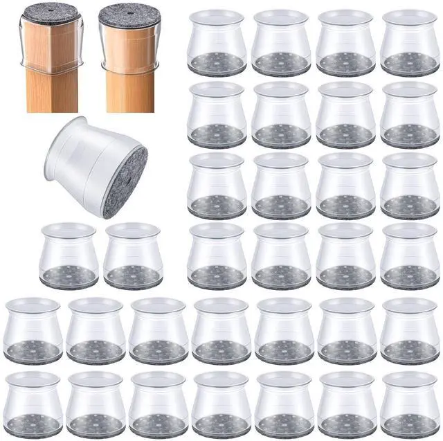 Main image of 32 Pcs Chair Leg Floor Protectors - Silicone Felt Pads, Scratch-Proof & Noise-Free, Easy Smooth Moving, Large Size (Fits Round Chair Legs: 1-5/16" to 2" Diameter)