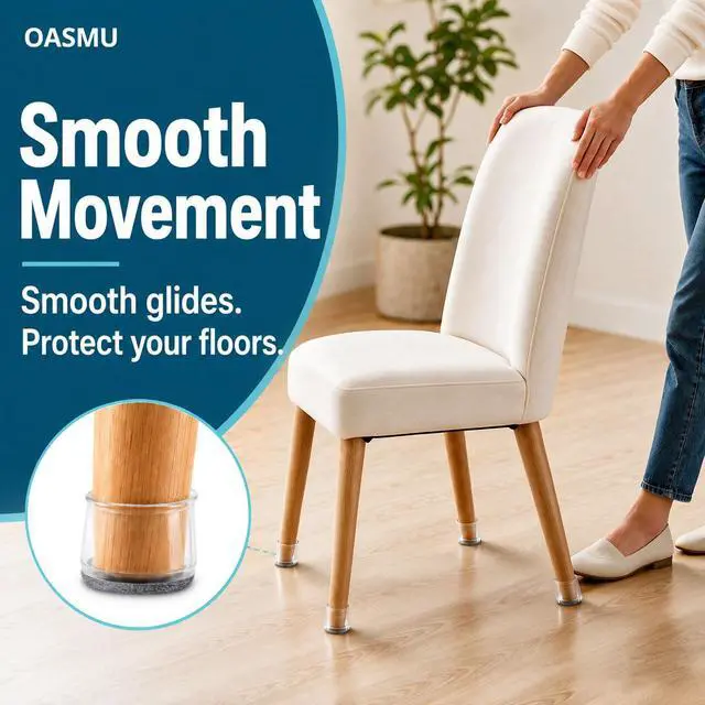 Alt view image 3 of 7 - 32 Pcs Chair Leg Floor Protectors - Silicone Felt Pads, Scratch-Proof & Noise-Free, Easy Smooth Moving, Large Size (Fits Round Chair Legs: 1-5/16" to 2" Diameter)