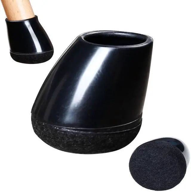 Main image of 8 PCS Chair Leg Floor Protectors for Hardwood Floors, Round Silicone Caps with Felt Pads for 15-25° Slanted Legs, Barstool Chair Leg Covers to Protect Floors Anti-Scratch&Noise(Black,Fit 0.75"-1.05")