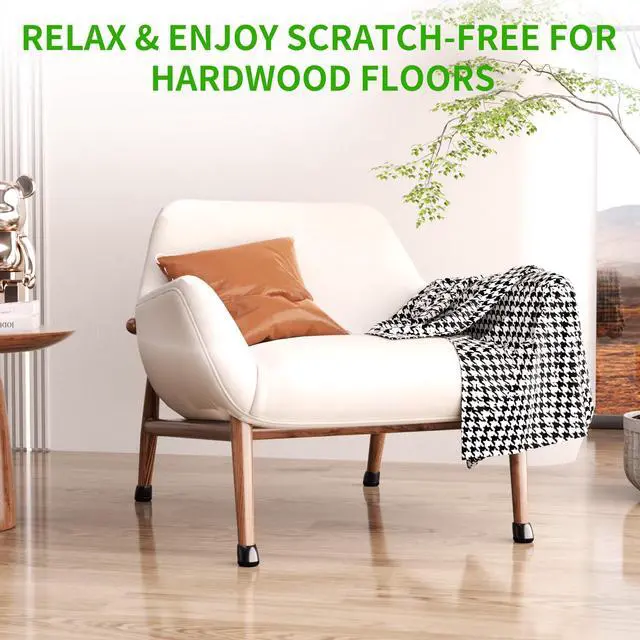 Alt view image 3 of 7 - 8 PCS Chair Leg Floor Protectors for Hardwood Floors, Round Silicone Caps with Felt Pads for 15-25° Slanted Legs, Barstool Chair Leg Covers to Protect Floors Anti-Scratch&Noise(Black,Fit 0.75"-1.05")
