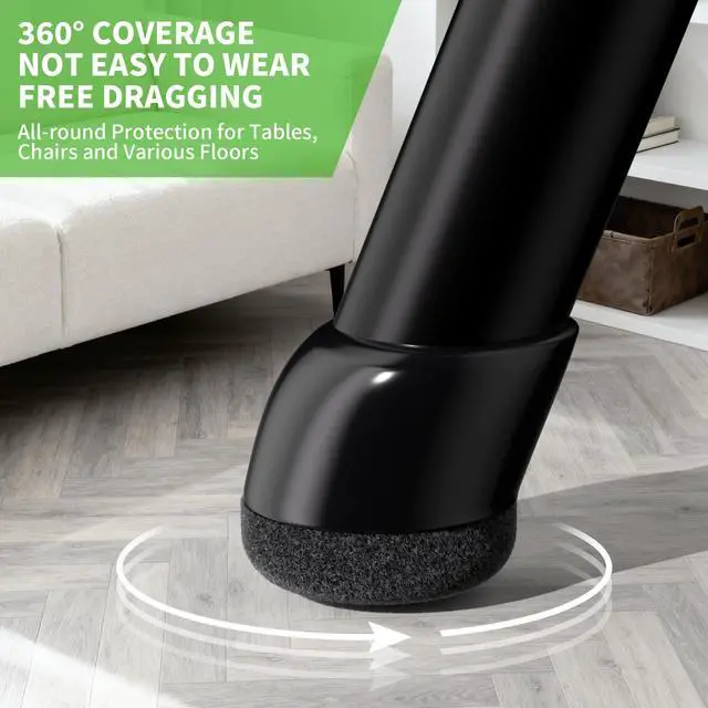 Alt view image 5 of 7 - 8 PCS Chair Leg Floor Protectors for Hardwood Floors, Round Silicone Caps with Felt Pads for 15-25° Slanted Legs, Barstool Chair Leg Covers to Protect Floors Anti-Scratch&Noise(Black,Fit 0.75"-1.05")