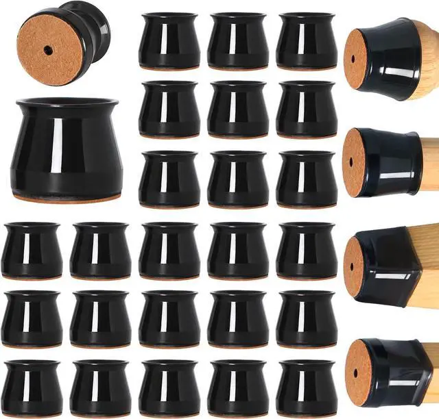 Main image of 24 pcs Black Chair Leg Floor Protectors, Furniture Felt Pads Silicone Covers caps for Chairs,Chair Leg Protectors for Hardwood Floors (Large fit:1.3''-2'')