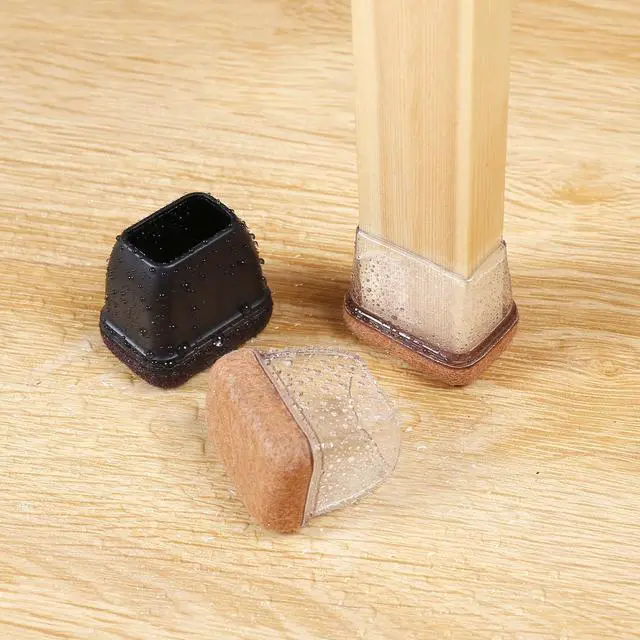Alt view image 6 of 7 - 8PCS Felt Chair Leg Floor Protectors Rectangular Chair Leg Caps for Bed Chair Furniture Leg Protectors, Black Bar Stool Floor Protectors for Hardwood Floors, Fit Length 1.3"-1.7", Width 0.9"-1.2"