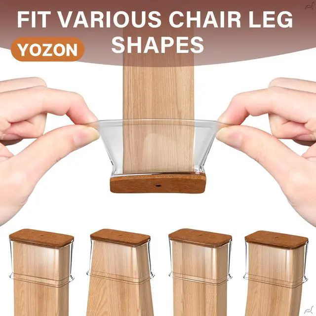 Alt view image 6 of 6 - Chair Leg Floor Protectors Silicone Caps Felt Furniture Pads Covers