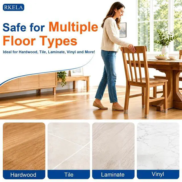Alt view image 6 of 7 - 24 Pack Chair Leg Floor Protectors Square, Silicone Chair Leg Caps with Felt Pads, Furniture Pads for Hardwood Floors, Anti-Scratch Reduce Noise, Fit (3/4" to 1-1/16")
