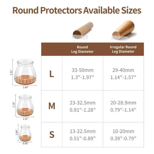 Alt view image 3 of 7 - Chair Leg Floor Protectors, 24 Pack Silicone Furniture Pads for Hardwood Floors, Anti-Scratch Furniture Sliders Felt Pads, Noise-Reducing Chair Feet Covers, Table Legs Fit Sizes to(1.3" to 1.97")