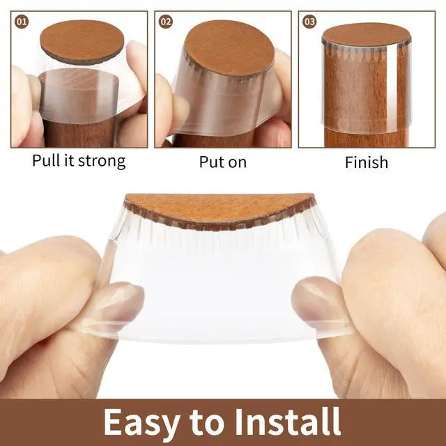 Alt view image 7 of 7 - Chair Leg Floor Protectors, 24 Pack Silicone Furniture Pads for Hardwood Floors, Anti-Scratch Furniture Sliders Felt Pads, Noise-Reducing Chair Feet Covers, Table Legs Fit Sizes to(1.3" to 1.97")